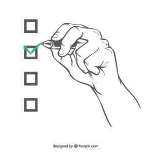 hand with a pen completing a check list