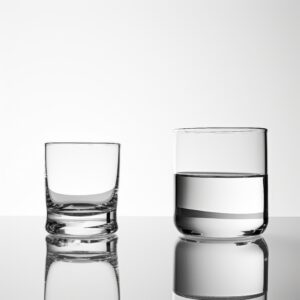 one glass half full, one glass empty